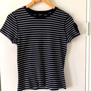 Chaps Short Sleeve Navy White Striped T Shirt